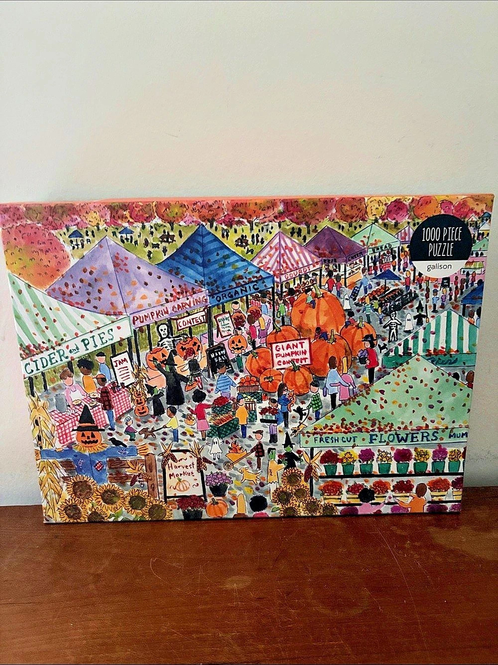 Galison Michael Storrings Harvest Market 1000 Piece Puzzle Halloween Fall